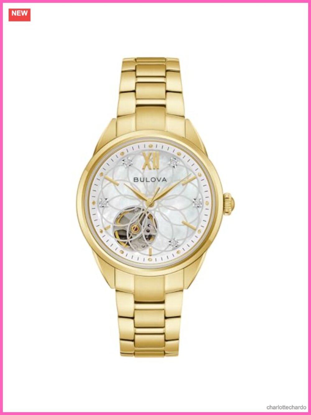 Bulova Ladies Classic Diamond Automatic Stainless Steel Watch with